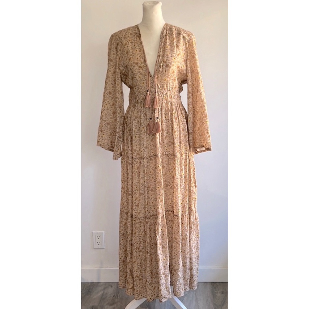 Doen Maxi Ruffle Floral Print Dress